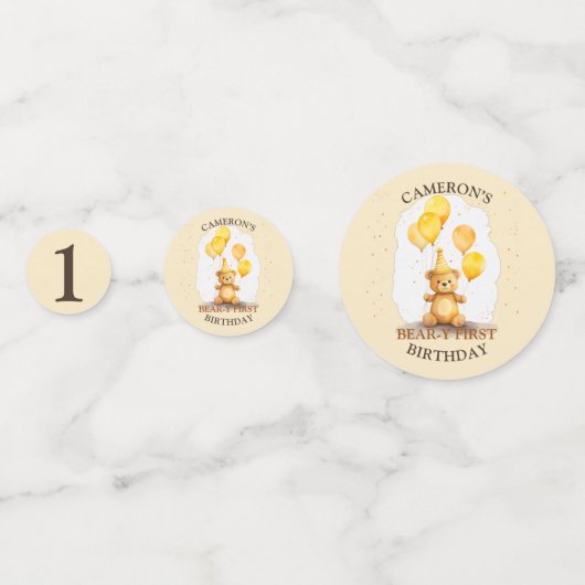 ベア – yファースト誕生日男女兼用イエローベア コンフェッティ (裏面)