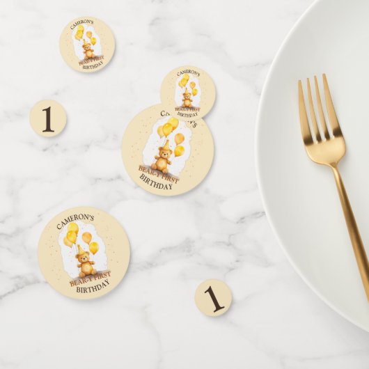 ベア – yファースト誕生日男女兼用イエローベア コンフェッティ (グループ)