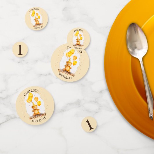 ベア – yファースト誕生日男女兼用イエローベア コンフェッティ