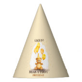 ベア – yファースト誕生日男女兼用イエローベア パーティーハット (正面)