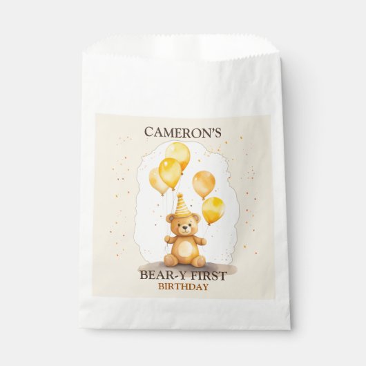ベア – yファースト誕生日男女兼用イエローベア フェイバーバッグ (正面)