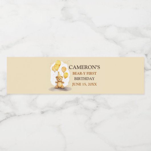 ベア – yファースト誕生日男女兼用イエローベア ペットボトルラベル