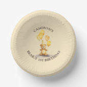 ベア – yファースト誕生日男女兼用イエローベア ペーパーボウル (正面)