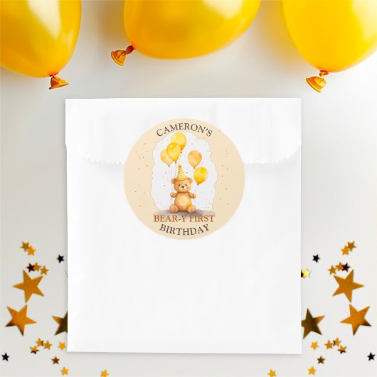 ベア – yファースト誕生日男女兼用イエローベア ラウンドシール