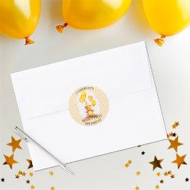 ベア – yファースト誕生日男女兼用イエローベア ラウンドシール