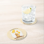 ベア – yファースト誕生日男女兼用イエローベア ラウンドペーパーコースター (インサイチュ)