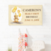 ベア – yファースト誕生日男女兼用イエローベア 横断幕 (インサイチュ)