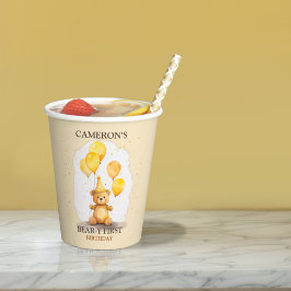 ベア – yファースト誕生日男女兼用イエローベア 紙コップ
