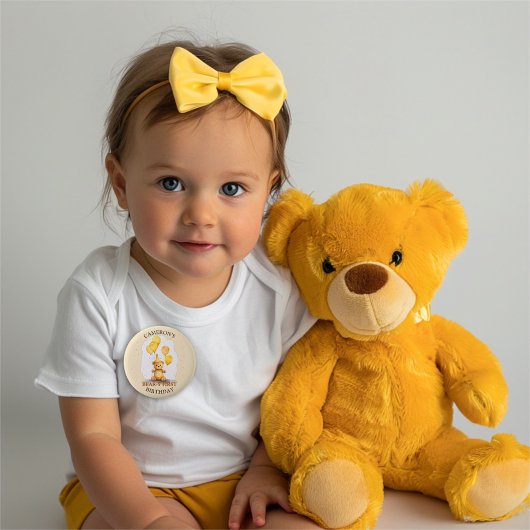 ベア – yファースト誕生日男女兼用イエローベア 缶バッジ