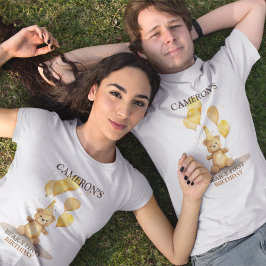 ベア – yファースト誕生日男女兼用イエローベア tシャツ