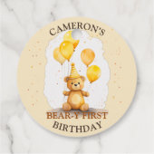 ベア – y最初の誕生日イエローベアギフトラベル フェイバータグ (裏面)