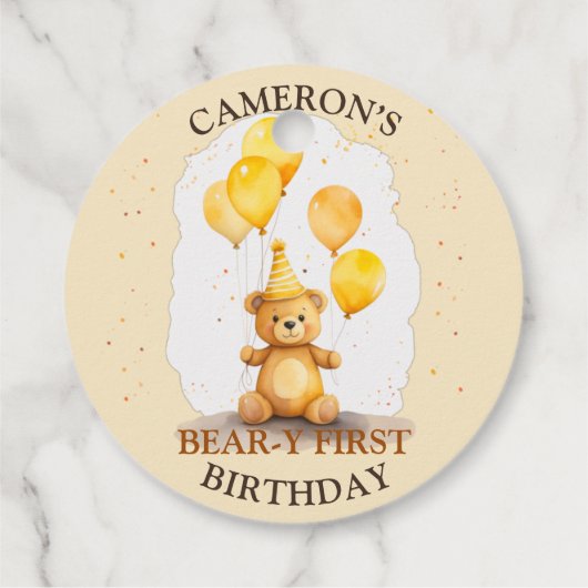 ベア – y最初の誕生日イエローベアギフトラベル フェイバータグ (裏面)