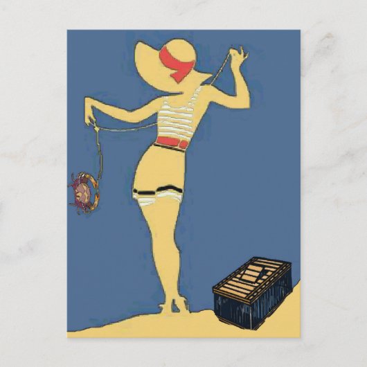 ベイでのカニ釣り ポストカード (正面)