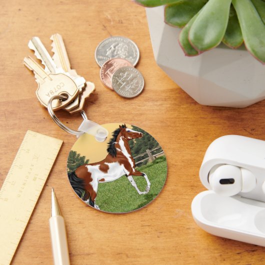 ベイアンドホワイトピントアラビア馬 キーホルダー (デスク)