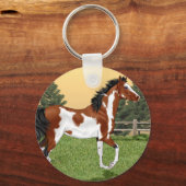 ベイアンドホワイトピントアラビア馬 キーホルダー (正面)