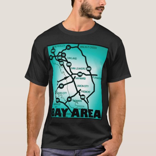 ベイエリア高速道路の地図 Tシャツ (正面)