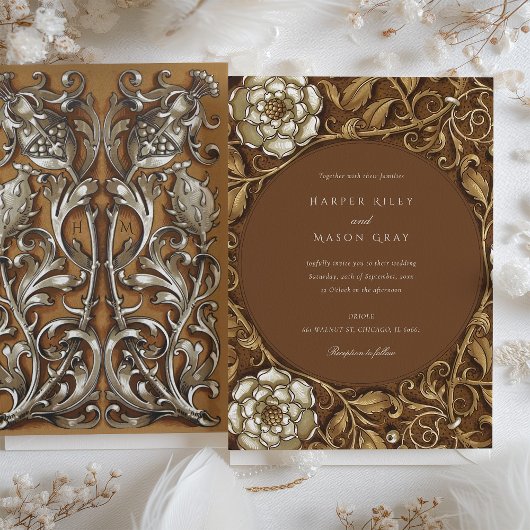 ベイエレガントジアールヌーボーフローラ結婚ズ 招待状