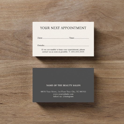 ベイエレガントジスタイリッシュュダークグレー美しいサロン 予約カード