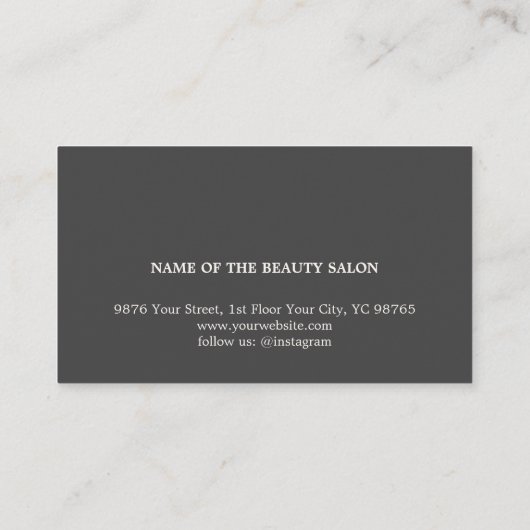 ベイエレガントジスタイリッシュュダークグレー美しいサロン 予約カード (裏面)
