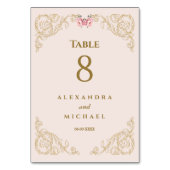 ベイエレガントジピンク華美バロ結婚ーク テーブルナンバー (裏面)