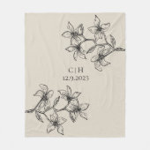 ベイエレガントジフローラモノグラ結婚ム フリースブランケット (正面)