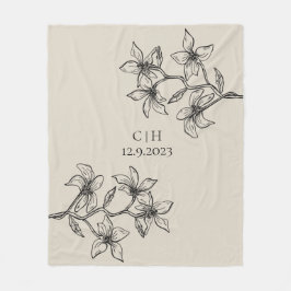 ベイエレガントジフローラモノグラ結婚ム フリースブランケット