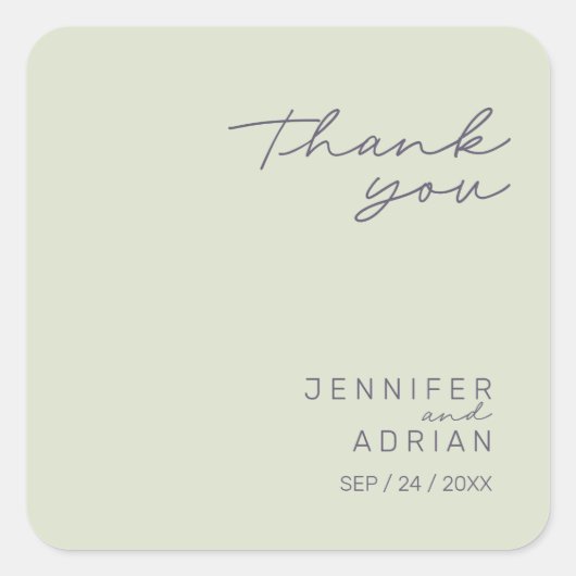 ベイエレガントジミニマルュサンキュー結婚ズ スクエアシール (正面)