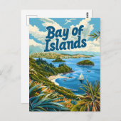ベイオブアイランズニューゼランドヴィンテージ ポストカード (正面/裏面)
