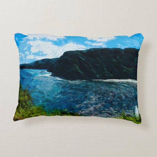 ベイオンザロードトゥハナマウイハワイ抽象芸術 アクセントクッション (裏面)