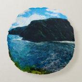 ベイオンザロードトゥハナマウイハワイ抽象芸術 ラウンドクッション (正面)