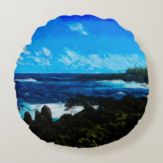 ベイオンザロードトゥハナマウイ抽象芸術 ラウンドクッション (正面)