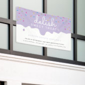 ベイカーつや消しドリップカラフルふりかける薄紫 横断幕 (ビルの外側)