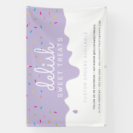 ベイカーつや消しドリップカラフルふりかける薄紫 横断幕 (縦)