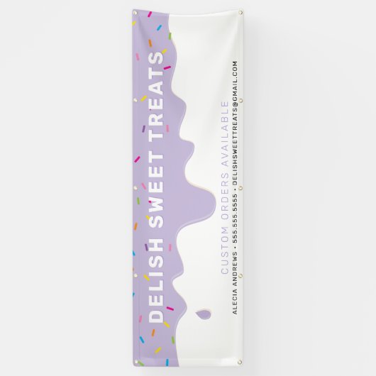 ベイカーつや消しドリップカラフルふりかけパープル 横断幕 (縦)