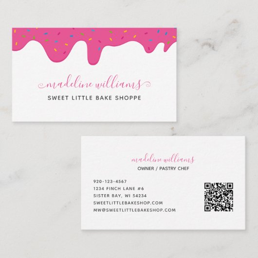 ベイカーつや消しドリップスフラッシングQRコードベーカリー 名刺 (正面/裏面)