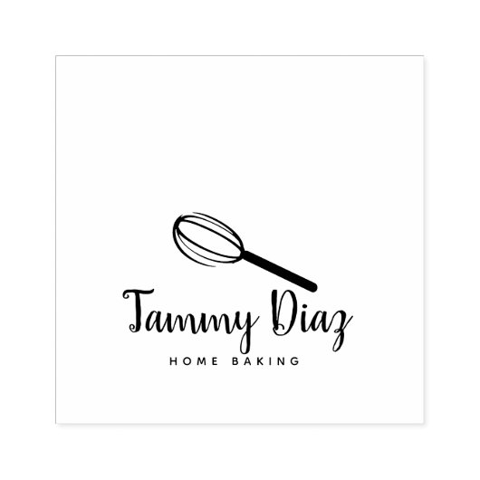 ベイカーウィスクカップケーキロゴ ラバースタンプ (インプリント)