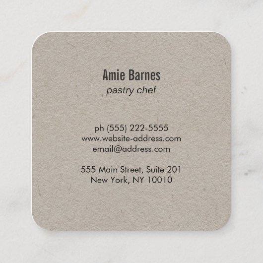 ベイカーウィスクベーカリースクエアクラフトビジネスカード スクエア名刺 (裏面)