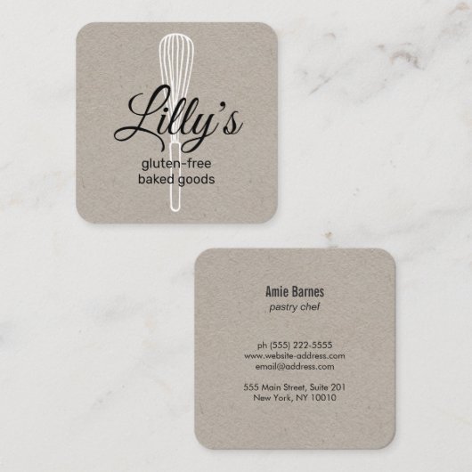 ベイカーウィスクベーカリースクエアクラフトビジネスカード スクエア名刺 (正面/裏面)