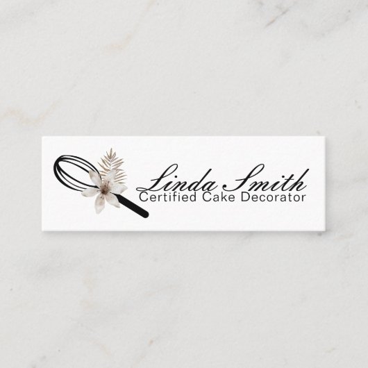 ベイカーケーキベーカリーデコレータウィスクホワイトフローラ スキニー名刺 (正面)