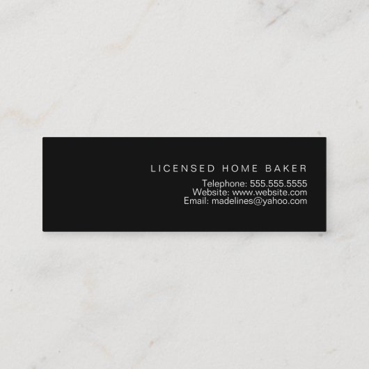 ベイカーケーキベーカリーデコレータウィスクホワイトフローラ スキニー名刺 (裏面)