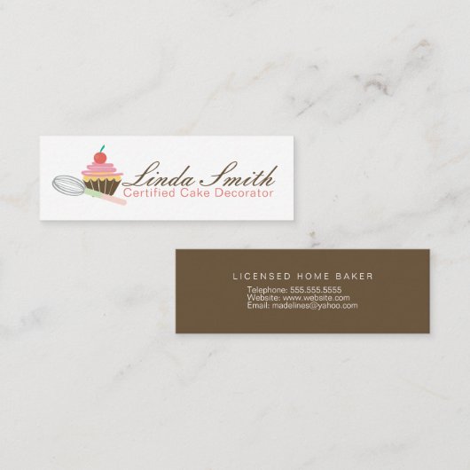 ベイカーケーキベーカリーデコレータカップケーキ スキニー名刺 (正面/裏面)