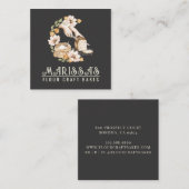 ベイカーズベーカリーパン&フラワーフローラブラック スクエア名刺 (正面/裏面)