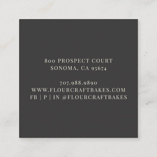 ベイカーズベーカリーパン&フラワーフローラブラック スクエア名刺 (裏面)