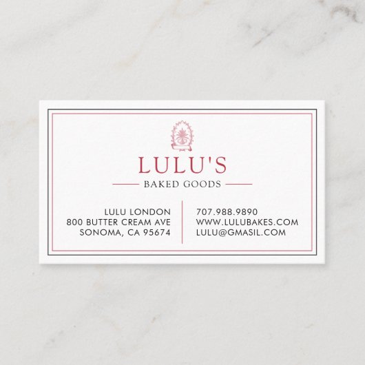 ベイカーパティシエ赤と白フ 名刺 (正面)