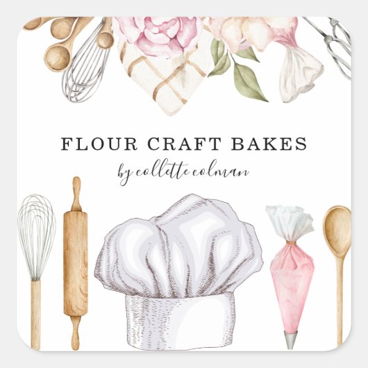 ベイカーパティシシェフウォーターカラーベーキングツール スクエアシール (正面)