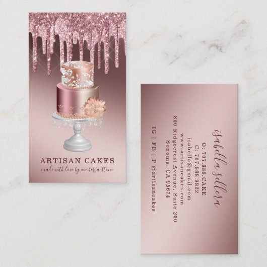 ベイカーパティシシェフバラ金ゴールドグリッタードリップケーキ 名刺 (正面/裏面)
