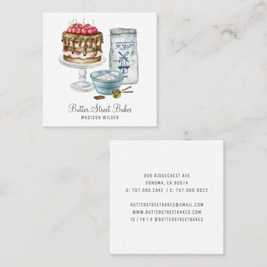 ベイカーパティシシェフ スクエア名刺 (正面/裏面)