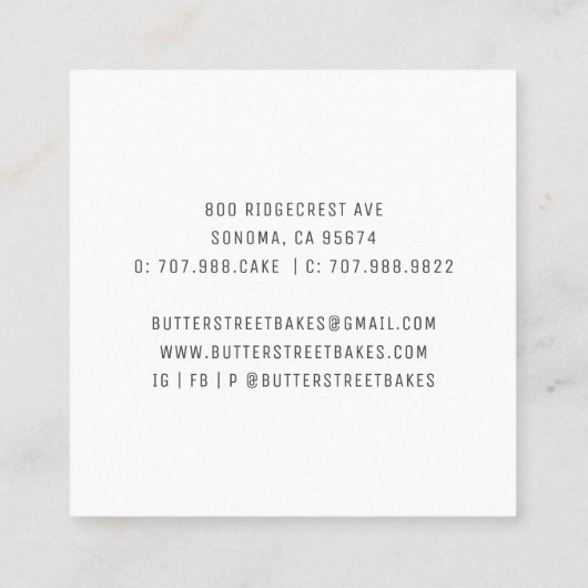 ベイカーパティシシェフ スクエア名刺 (裏面)