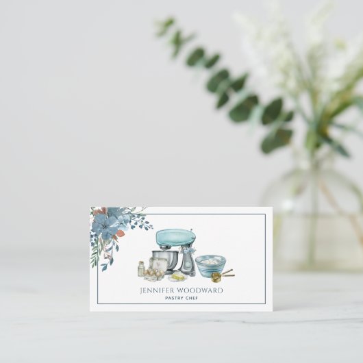 ベイカーブルーウォーターカラーパティシシェフ 名刺 (スタンド正面)