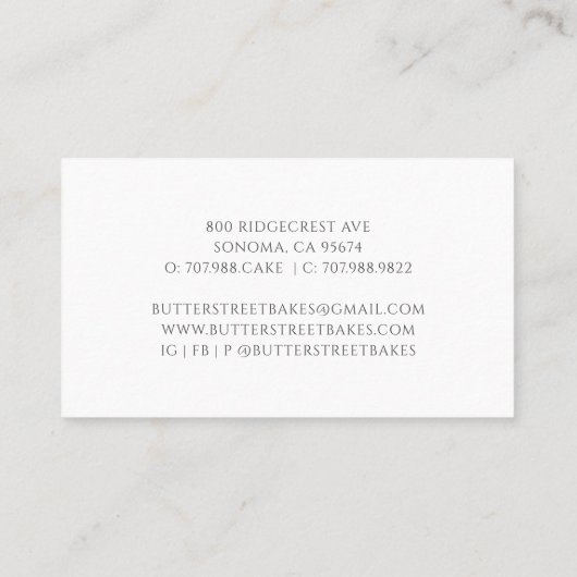 ベイカーブルーウォーターカラーパティシシェフ 名刺 (裏面)